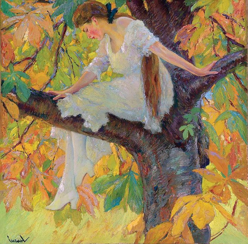 Женщина в лесу картина